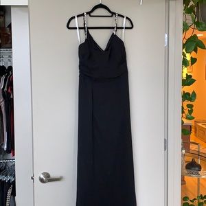 Long Chiffon Bridesmaid Dress with Beaded Straps